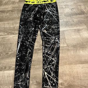 Zumba leggings black and metallic silver.